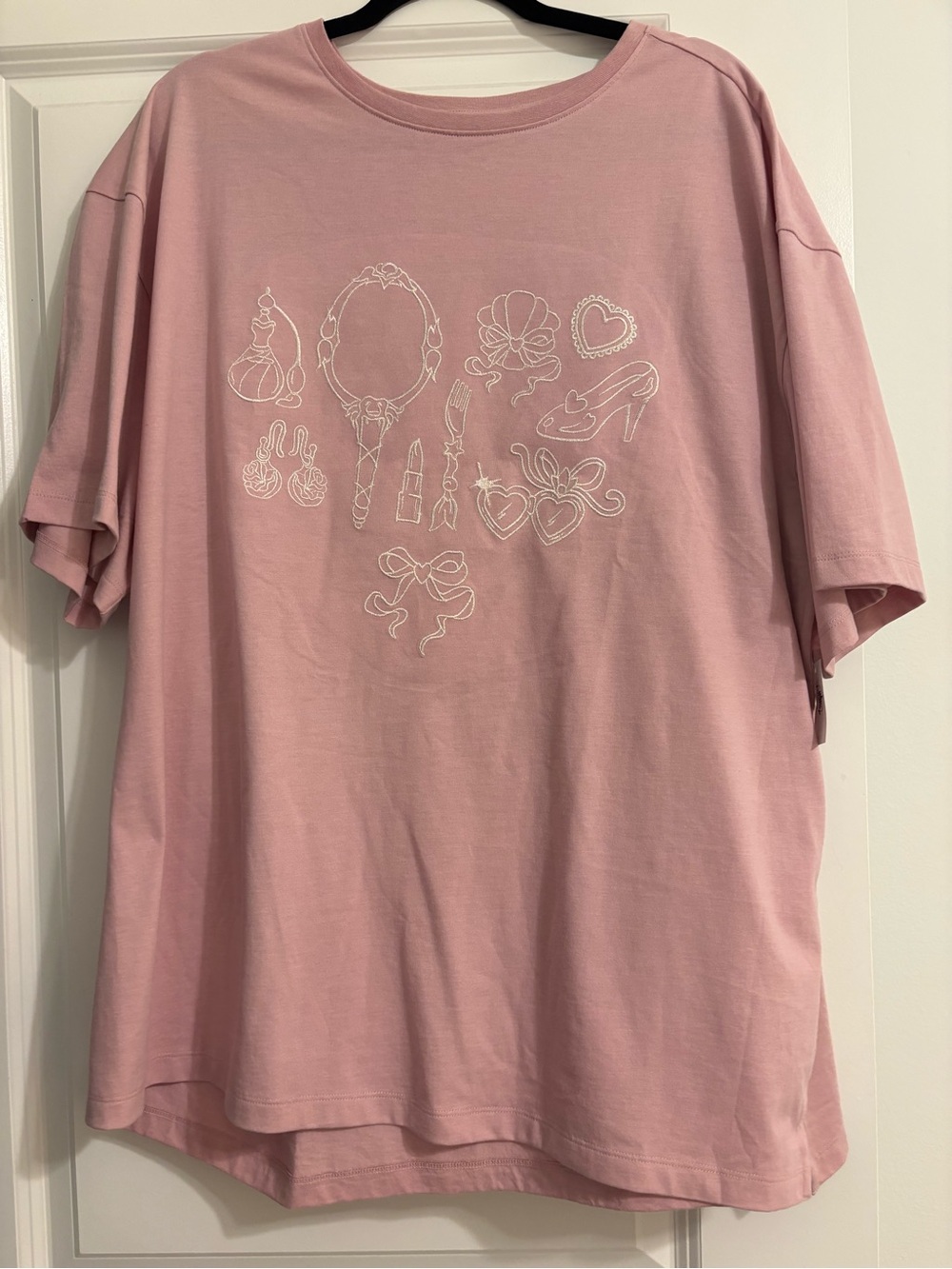 NWT Disney Pink Short Sleeve Tee with White Vanity Icons